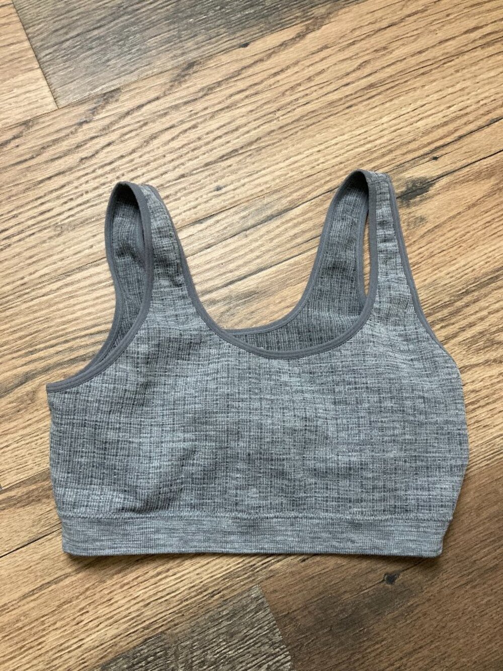 No Boundaries Gray Ribbed Sports Bra XXL 2XG Wireless Stretch Athletic Activewea